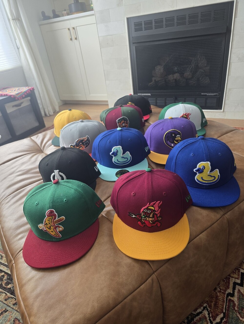 Lot Of 11 Akron Rubber Ducks New Era 5960 Hats MiLB Minor League Baseball Size 8
